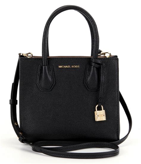 michael kors mercer black medium leather satchel|Michael Kors emilia medium satchel.